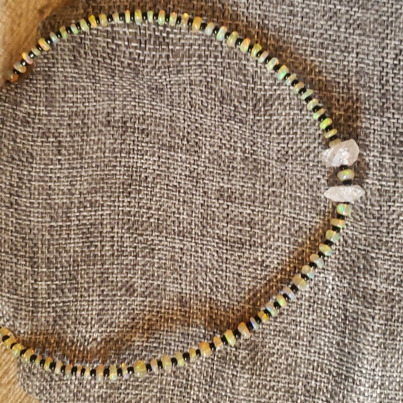 Aaa natural Ethiopian opal /925 and Herkimer diamond - Picture 1 of 8